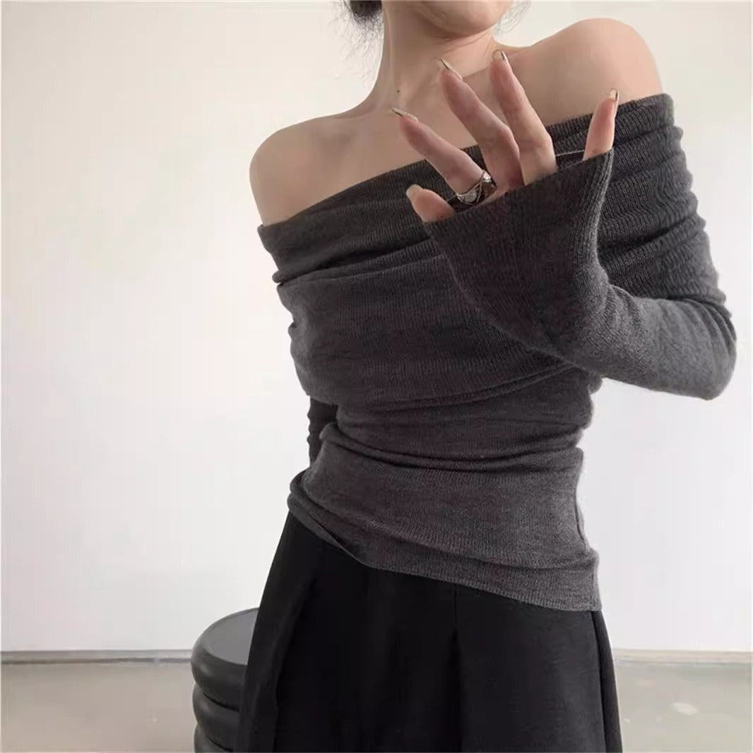 【Tops】オフショルダーニット W14121