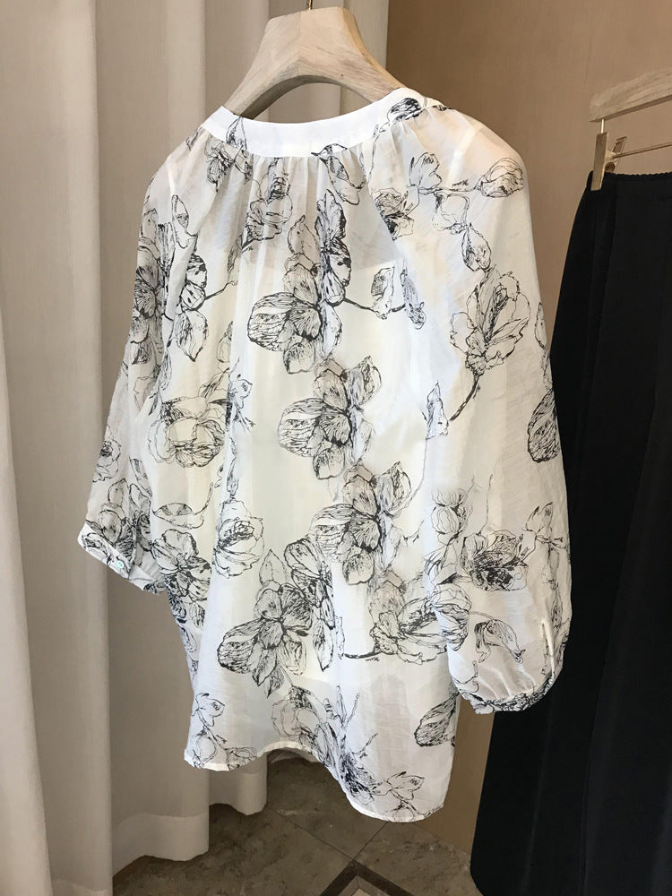 【Tops】プリントブラウス W11804