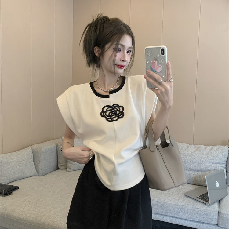 【Tops】不規則ネックラインTシャツ T01461