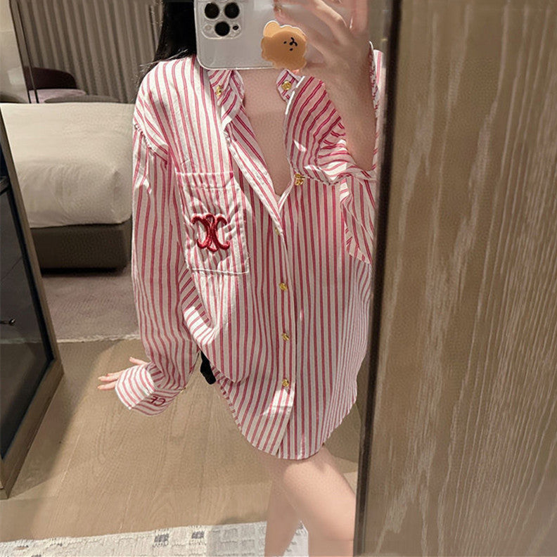 【Tops】ストライプシャツ W11228