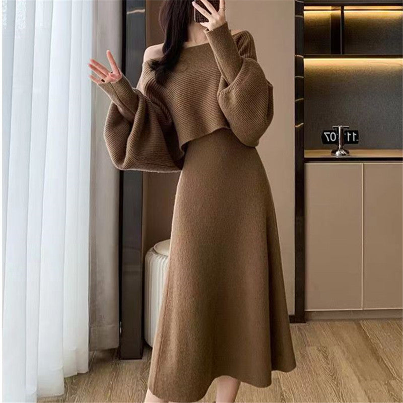 【Set】新入荷~ニット2点セット セーター + ノースリーブワンピ Z-6300