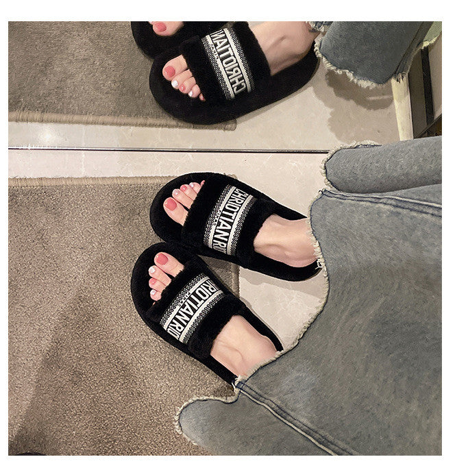 【Shoes】5㎝厚底ファースリッパ W13372