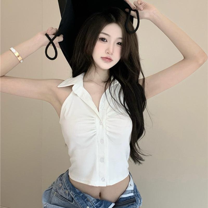 【Tops】POLO ネックホルタートップ T01397