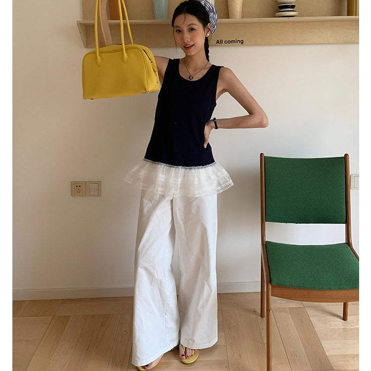【Tops】レース切り替えタンクトップ T01333
