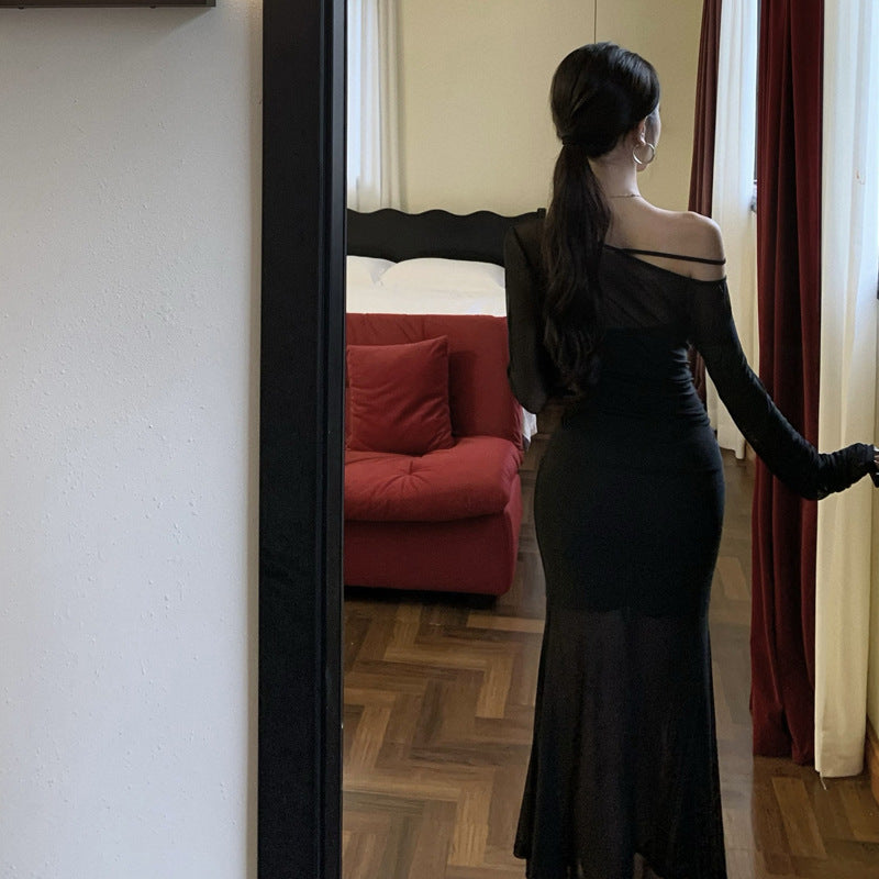 【Dress】フェミニン透け感ワンピース Z8194