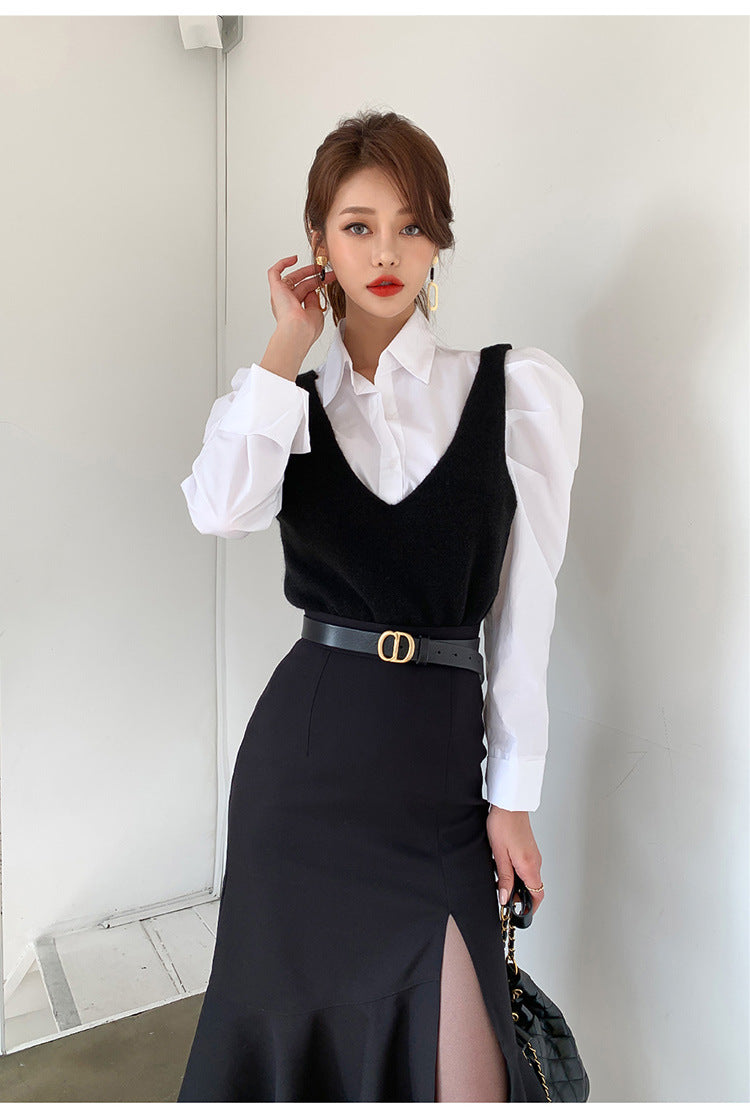 【Set】2点セット シャツ +ワンピース W10937