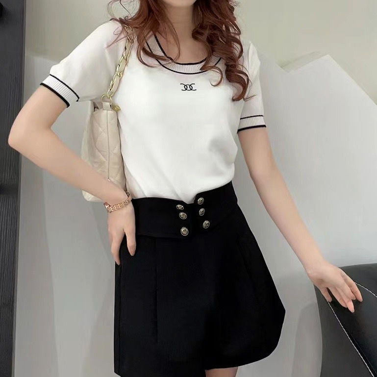 【Tops】ニットTシャツ W12444