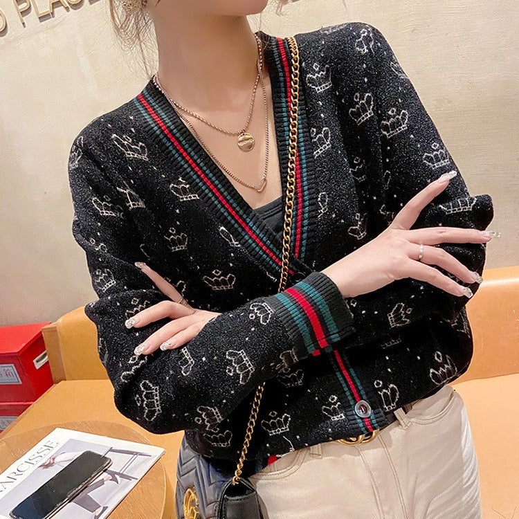 【Outer】💗ジャカードニットカーディガン W14123