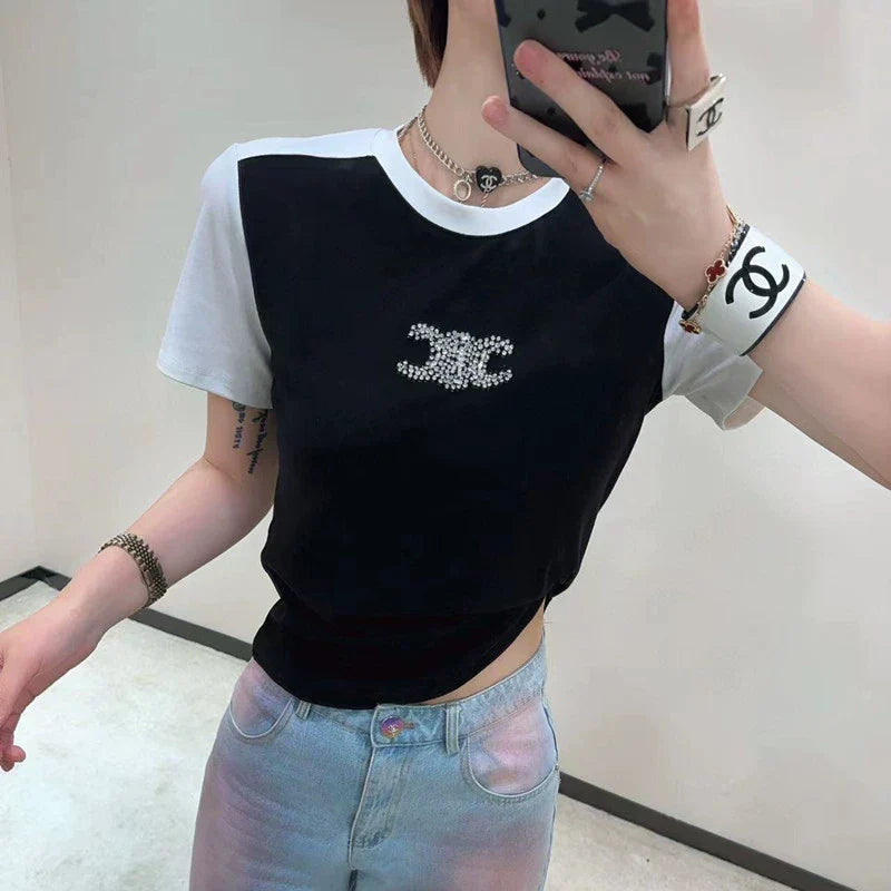 【Tops】配色Tシャツ W11158