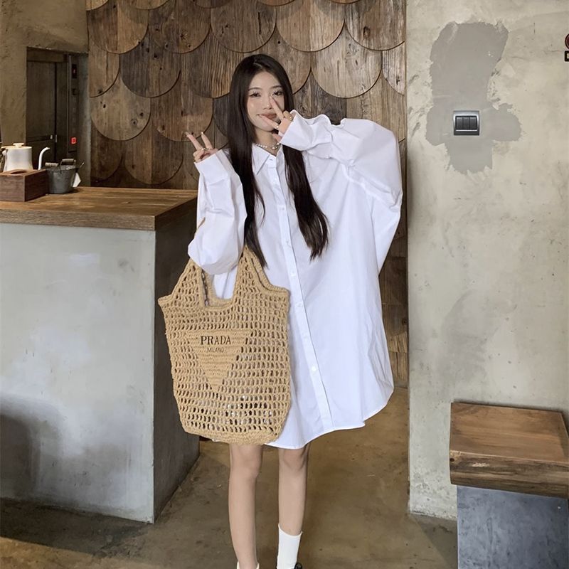 【Set】シャツ + レースワンピース2点セット Z7088