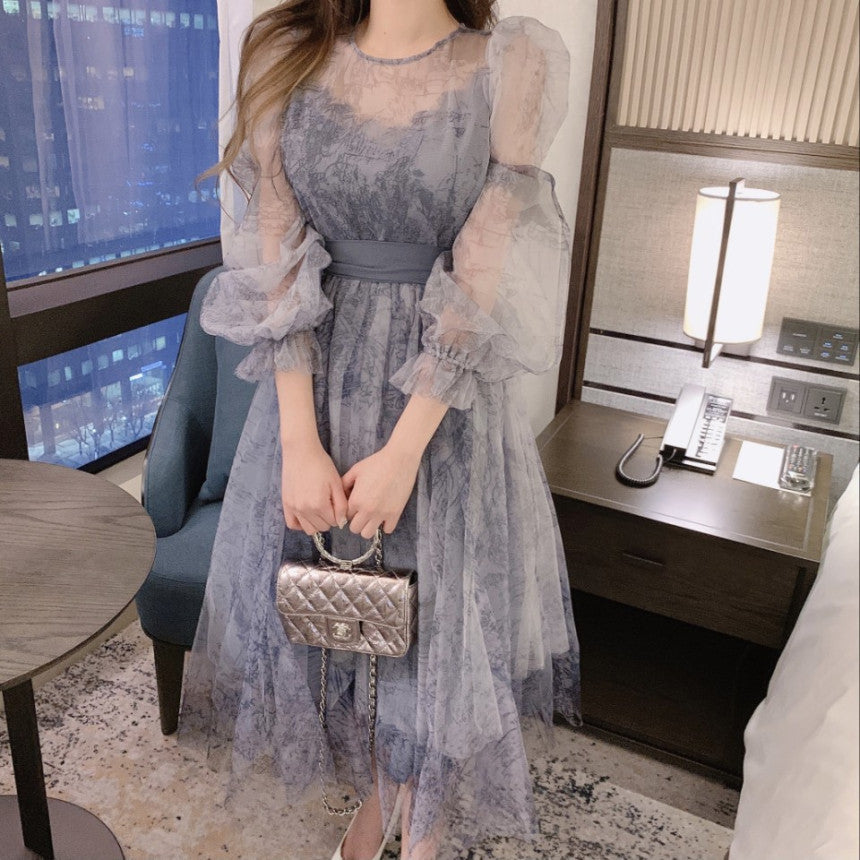 【Dress】フェミニン春秋チュールワンピース Z7335