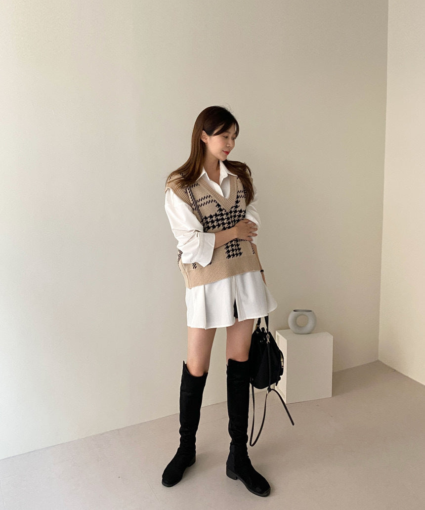 【Outer】2色展開ニットベスト W13777