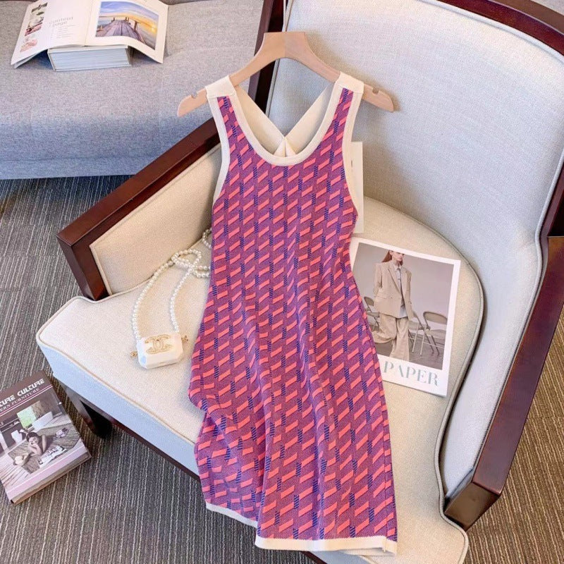 【Dress】透かし彫りニットワンピース W10878