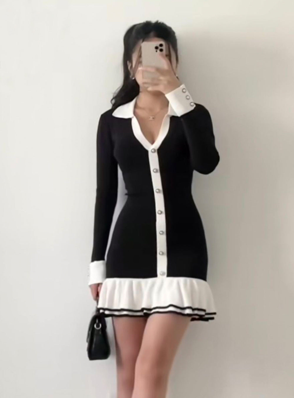 【Dress】バックレースニットワンピース T01194