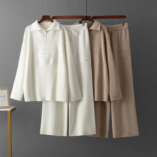 【Set】5色展開2点セット セーター + パンツ    W14171