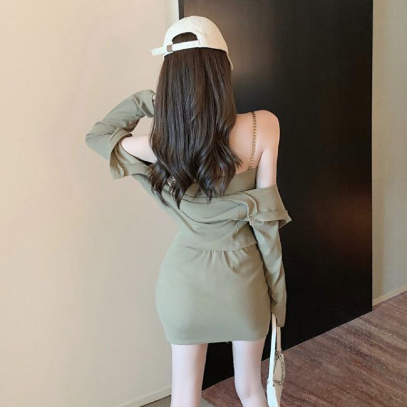 【Set】3点セット キャミソール +カーディガン + スカート W8262