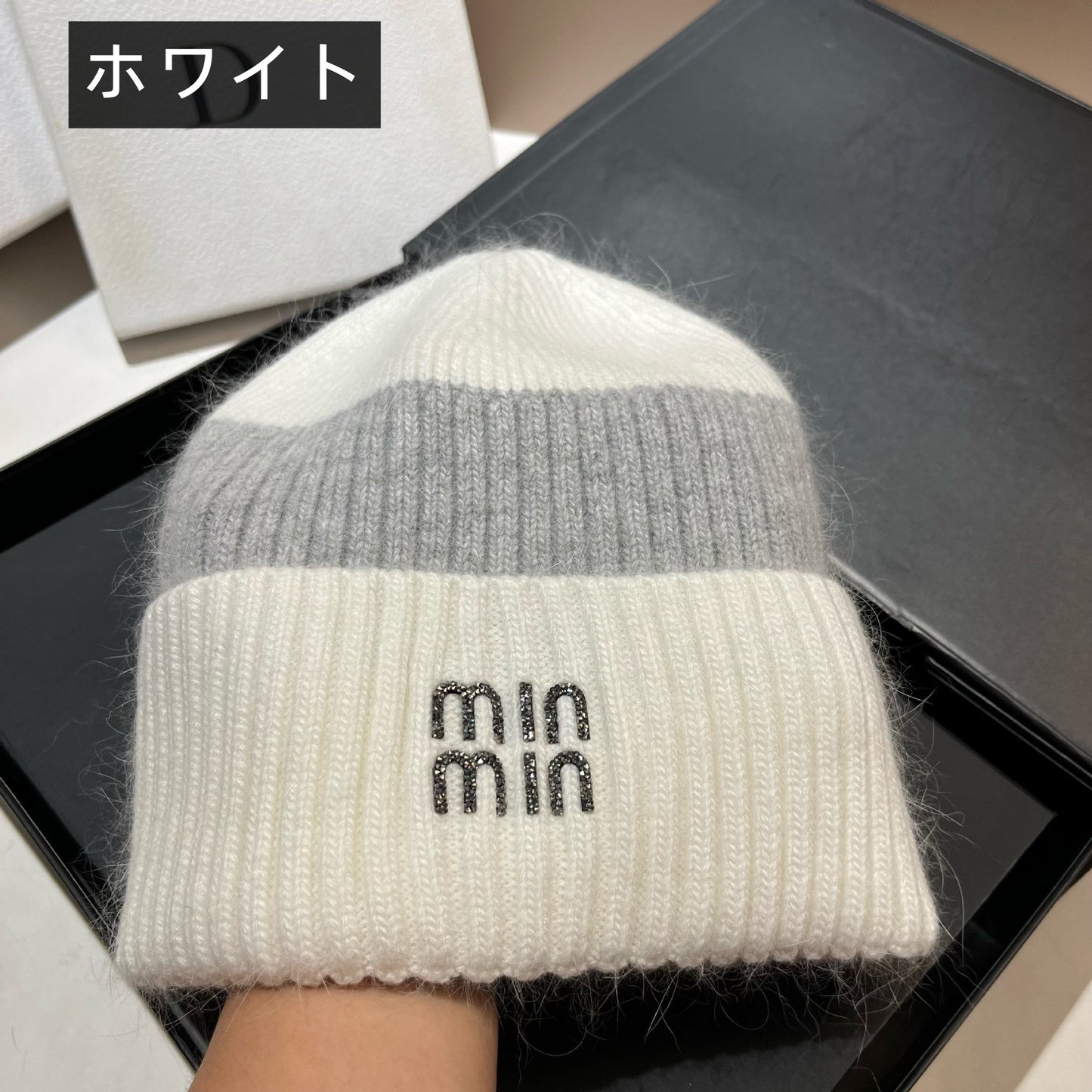 【雑貨】配色ニット帽子 W14765