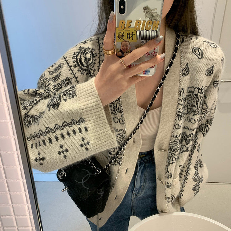 【Outer】ジャカードニットカーディガン W14128
