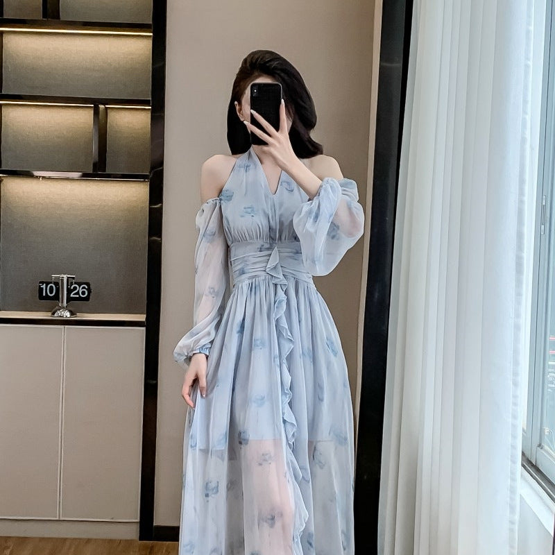 【Dress】ホルターネックローズドレス T01614