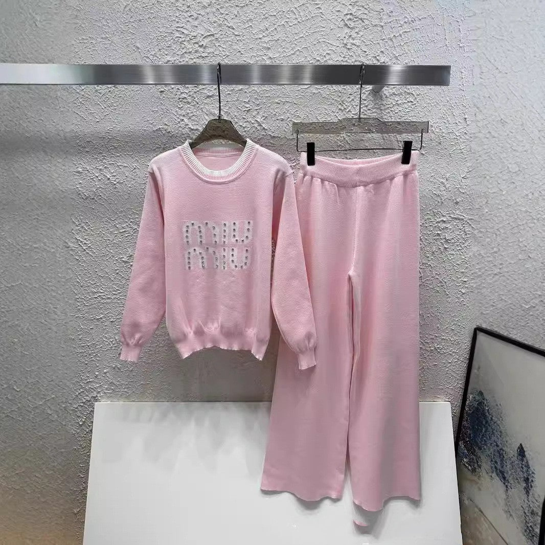 【Set】4色選択可ニット+パンツ 2点セット W14395