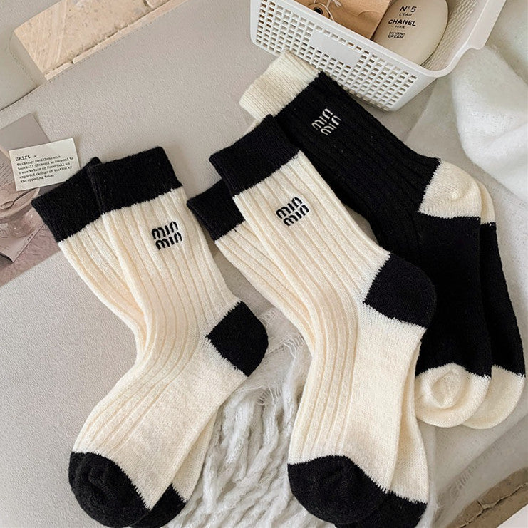 【雑貨】春秋配色靴下 W13662