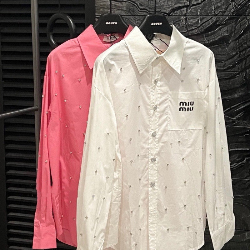 【Tops】2色展開ダイヤモンドシャツ W11285