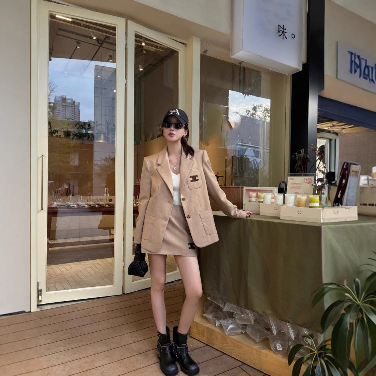 【Set】刺繍入りツーピーススーツ T01247