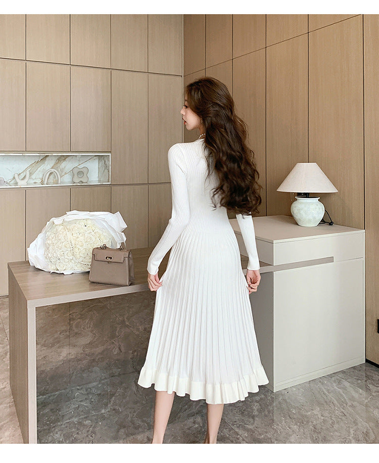 【Dress】Vネックニットワンピース W9614