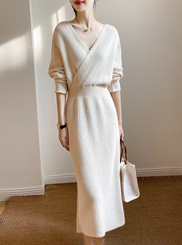 【Dress】新入荷~フェミニン無地ニットワンピース Z-5909