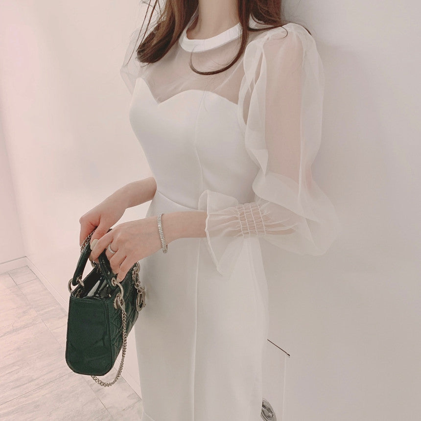 【Dress】透け感マーメイドワンピース Z7757
