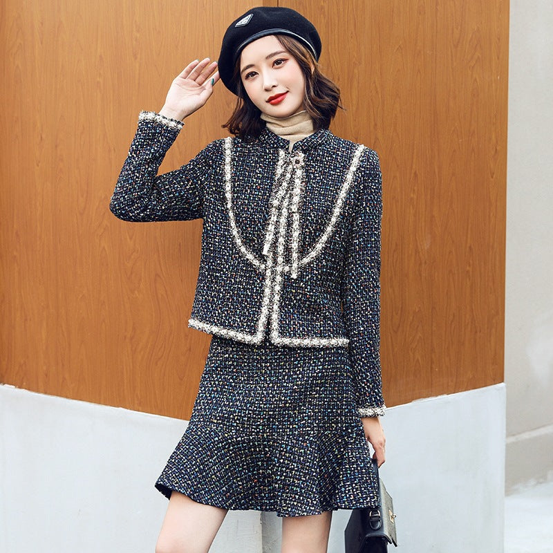 【Set】ツイード2点セット ジャケット + スカート W9528