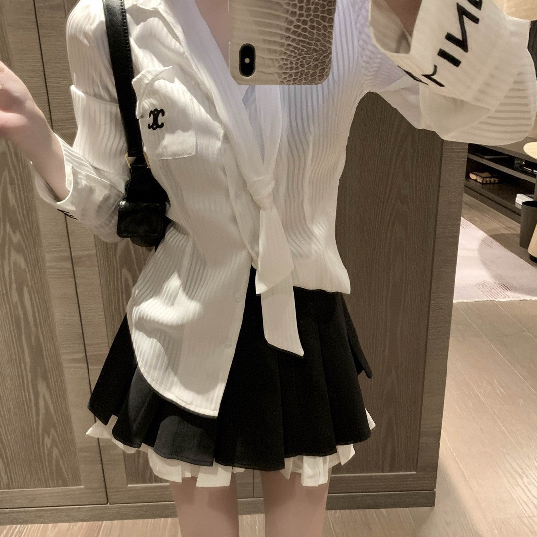 【Tops】スカーフデザインシャツ W11263