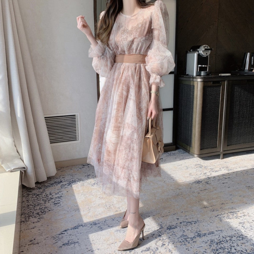 【Dress】フェミニン春秋チュールワンピース Z7335