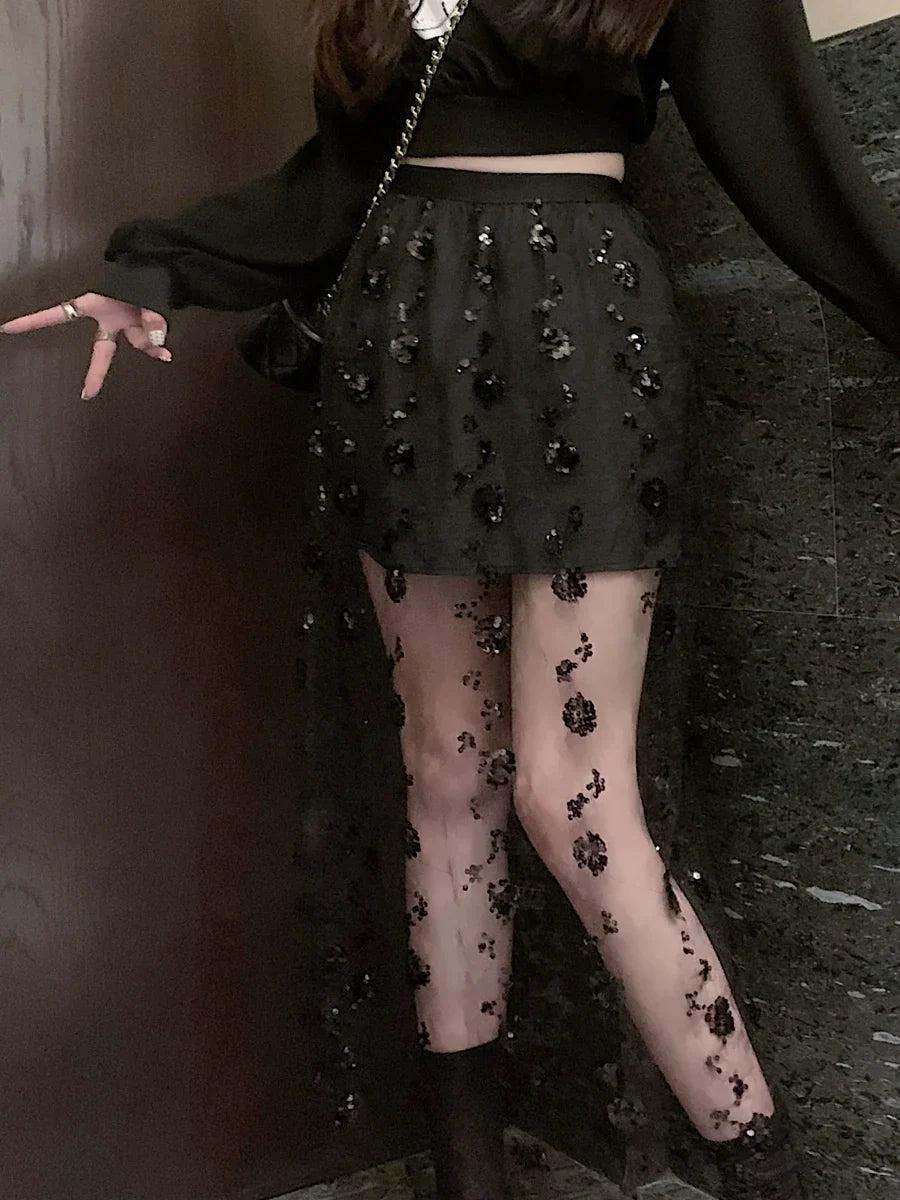 【Bottoms】新入荷~透け感レーススカート W11229