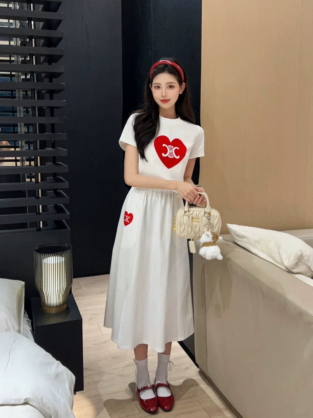 【Set】セットアップ Tシャツ + スカート W10979