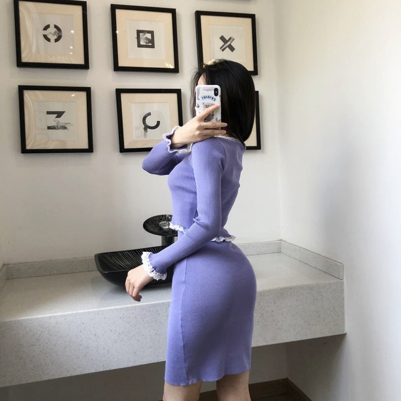 【Set】ニットセットカーディガン+キャミワンピ W10479