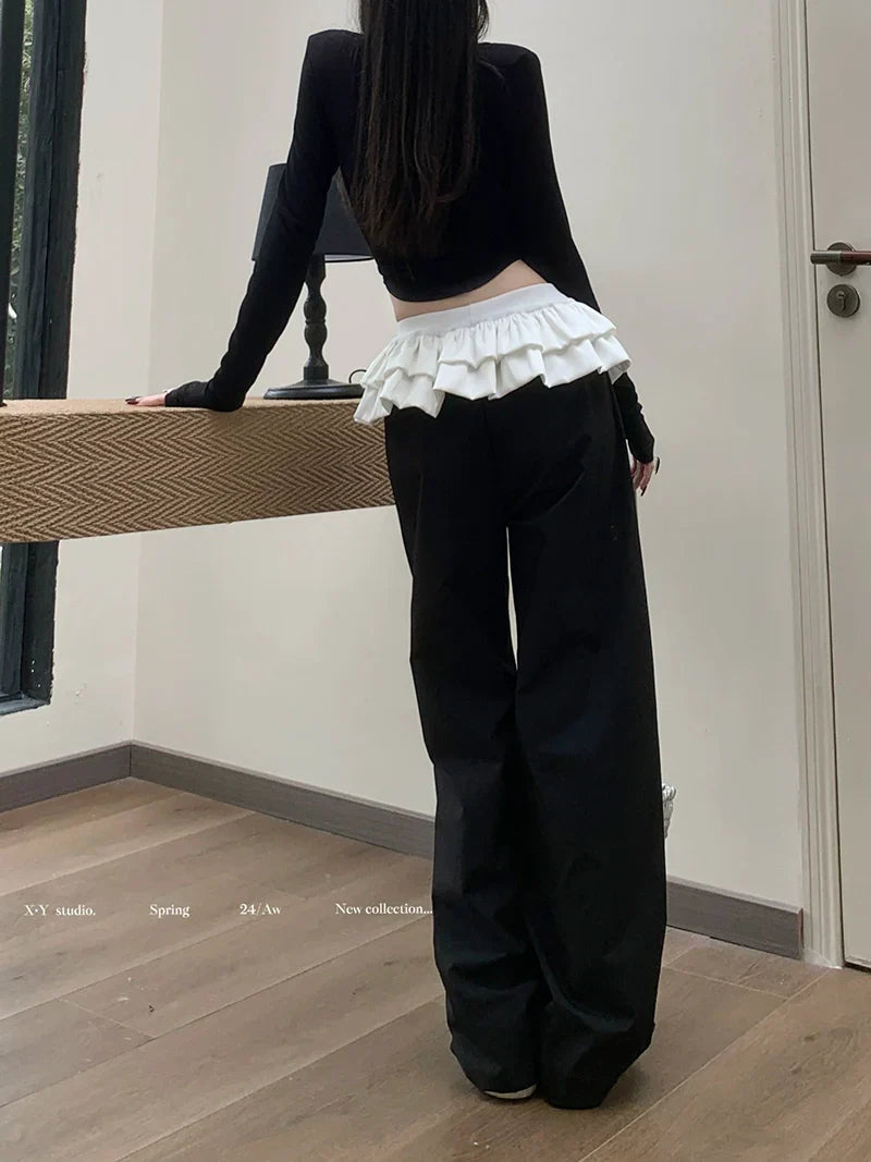 【Bottoms】新入荷~切り替えデザインワイドパンツ W10943