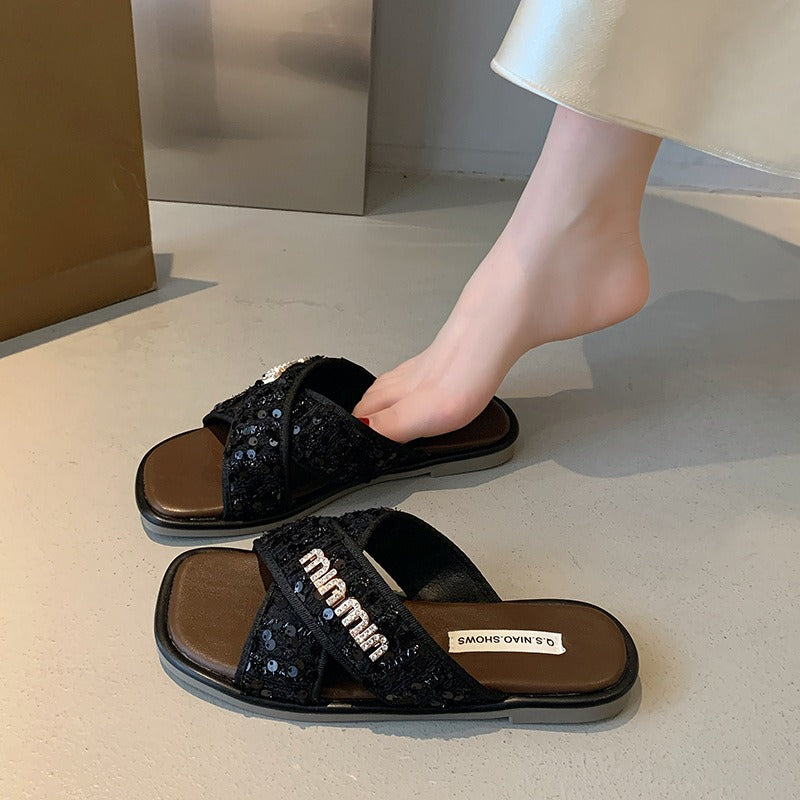 【Shoes】スパンコールスリッパ W12373