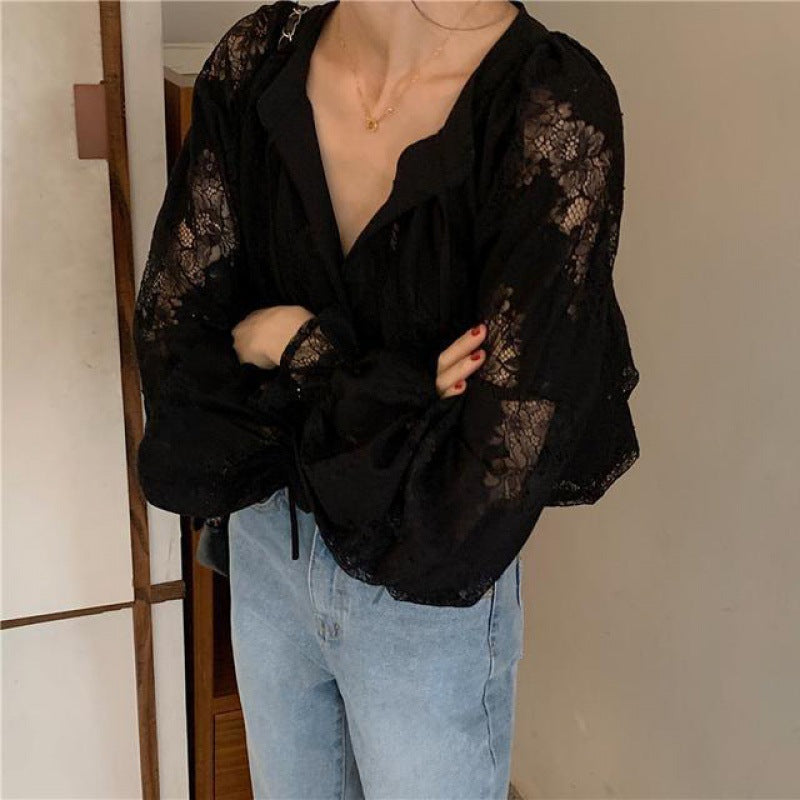 【Tops】ゆったり春秋レースシャツ Z7119