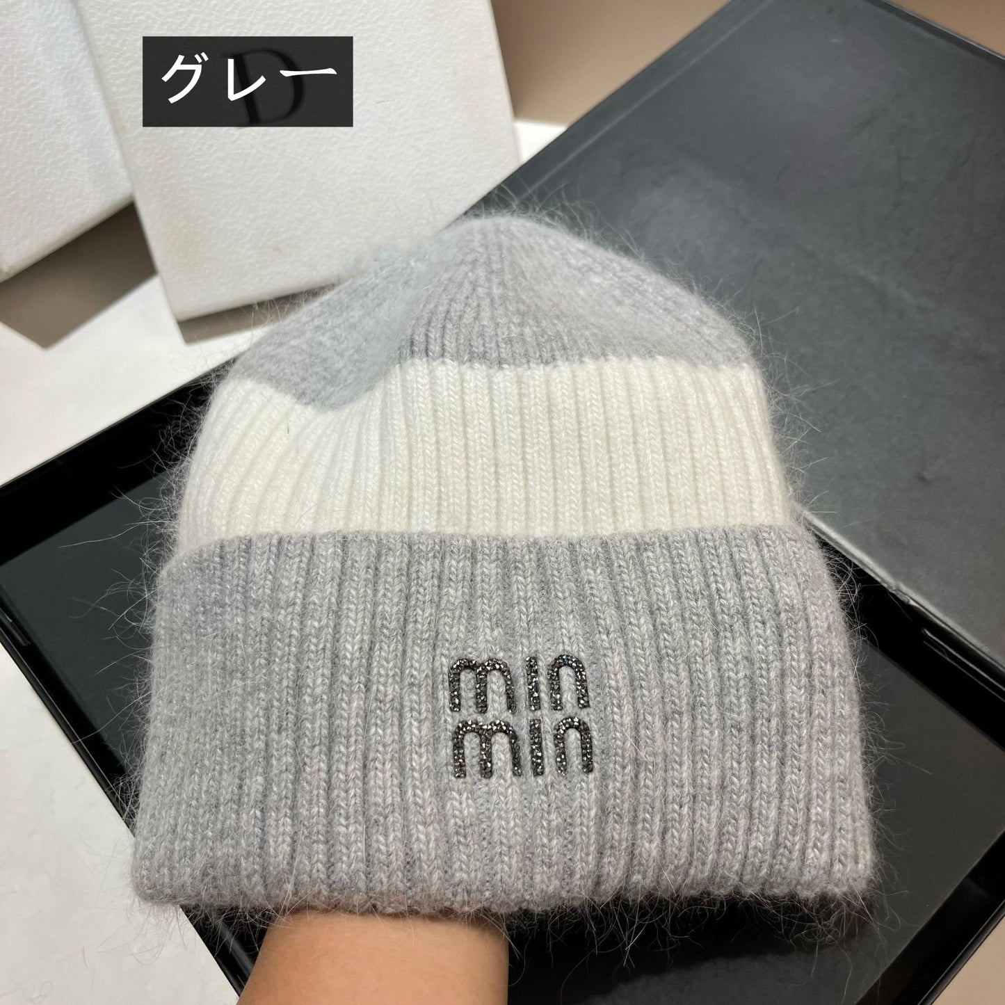 【雑貨】配色ニット帽子 W14765
