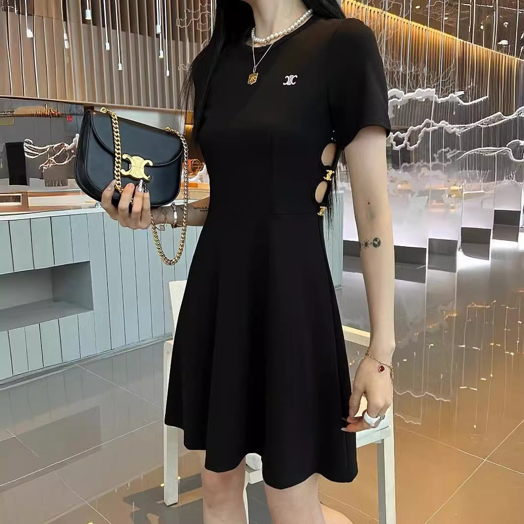 【Dress】ウエスト透かし彫りワンピース W11964