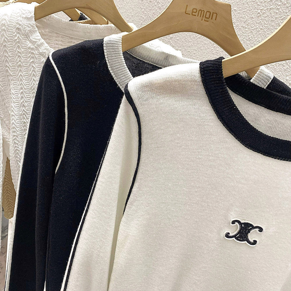 【Tops】2色展開配色Tシャツ W10860