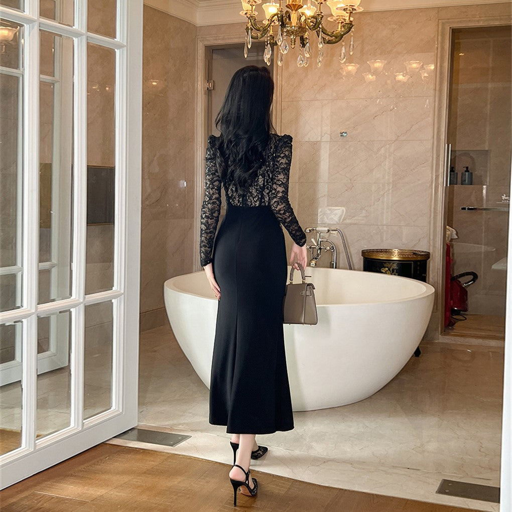 【Dress】レース切替フェミニンワンピース Z7676