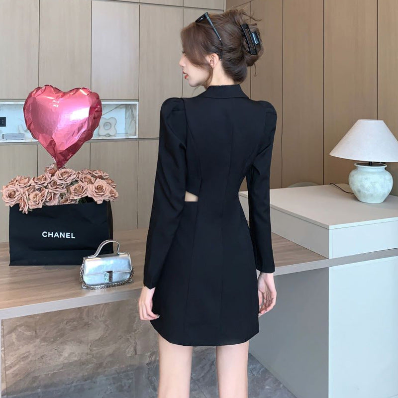 【Dress】ウエスト透かし彫りスーツワンピース Z8190