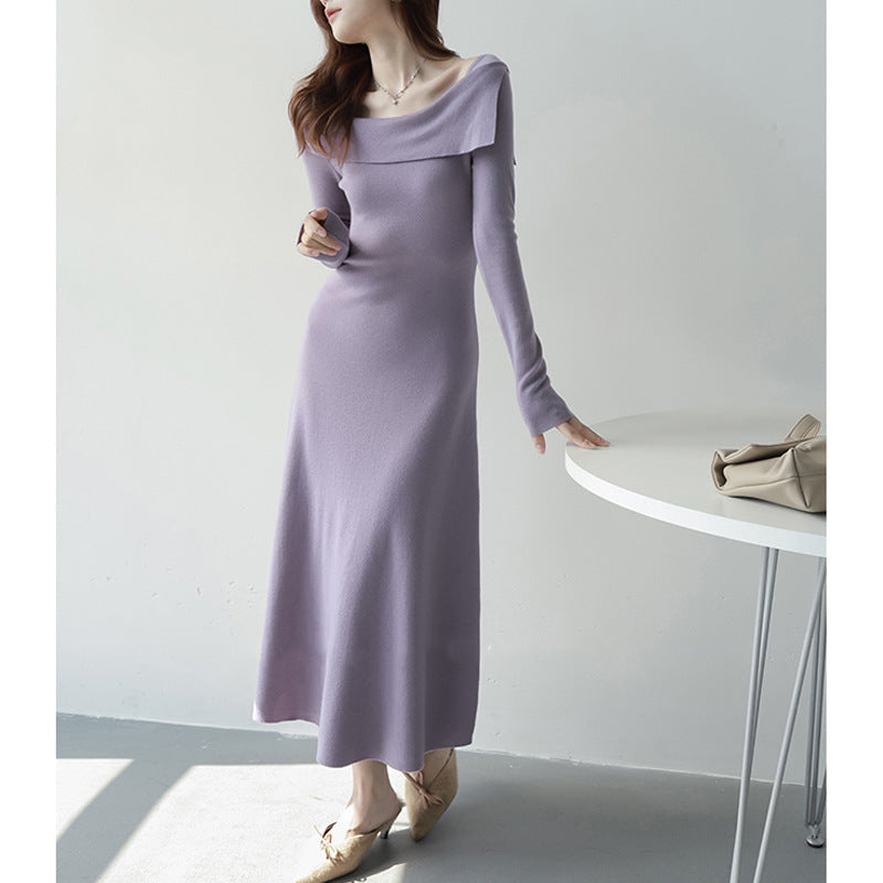 【Dress】フレンチレトロ風ニットワンピース W9573