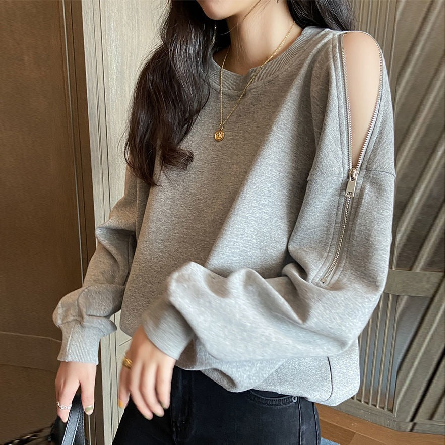 【Tops】ジッパーデザインプルオーバー W13971
