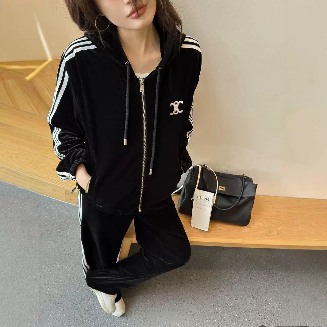 【Set】ジャケット+パンツ ベルベットセット Z8104