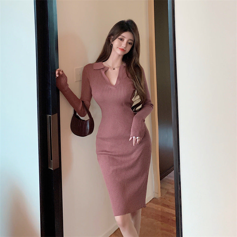 【Dress】ポロネックニットワンピース Z8140