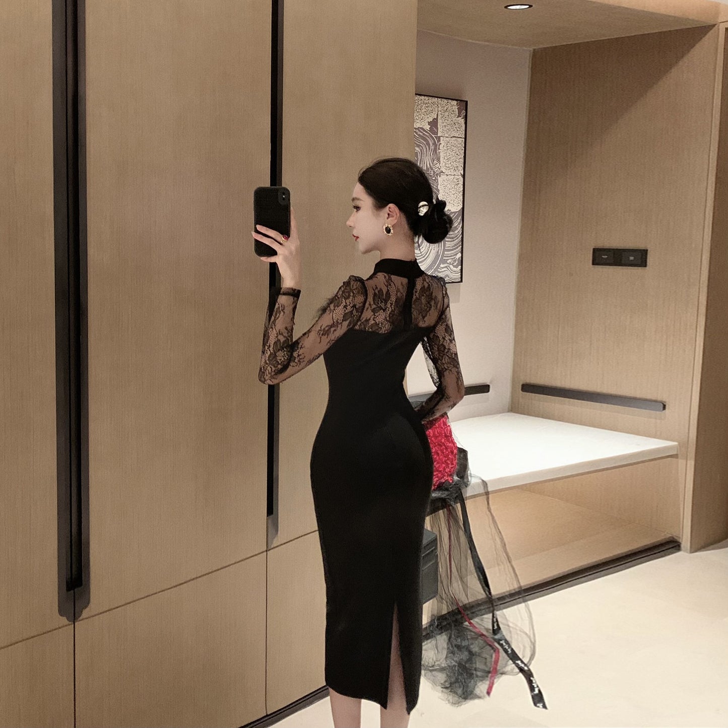 【Dress】レース切替ワンピース Z7690
