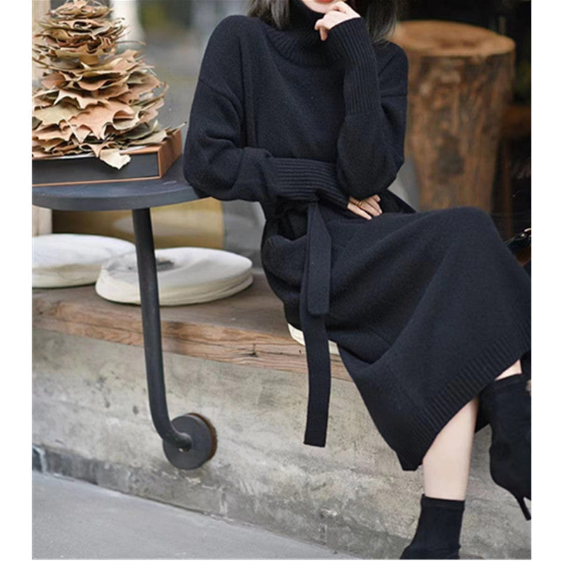 【Dress】4色ハイネックニットワンピース W9486